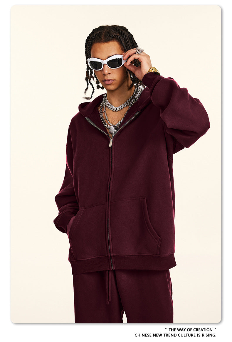 Fleece Lining Oversize Washed Zipper Hoodie WN9943