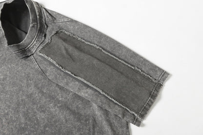Washed Mock Neck Pocket Short Sleeve T-Shirt WN25407