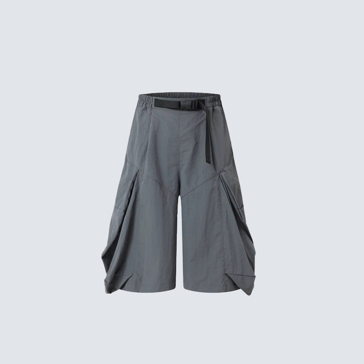 Utility 3D Pocket Wide Leg Cargo Half Pants WN27888