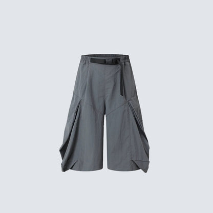 Utility 3D Pocket Wide Leg Cargo Half Pants WN27888