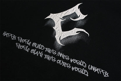 Cracked Letter Gradient Patchwork Hoodie WN11376