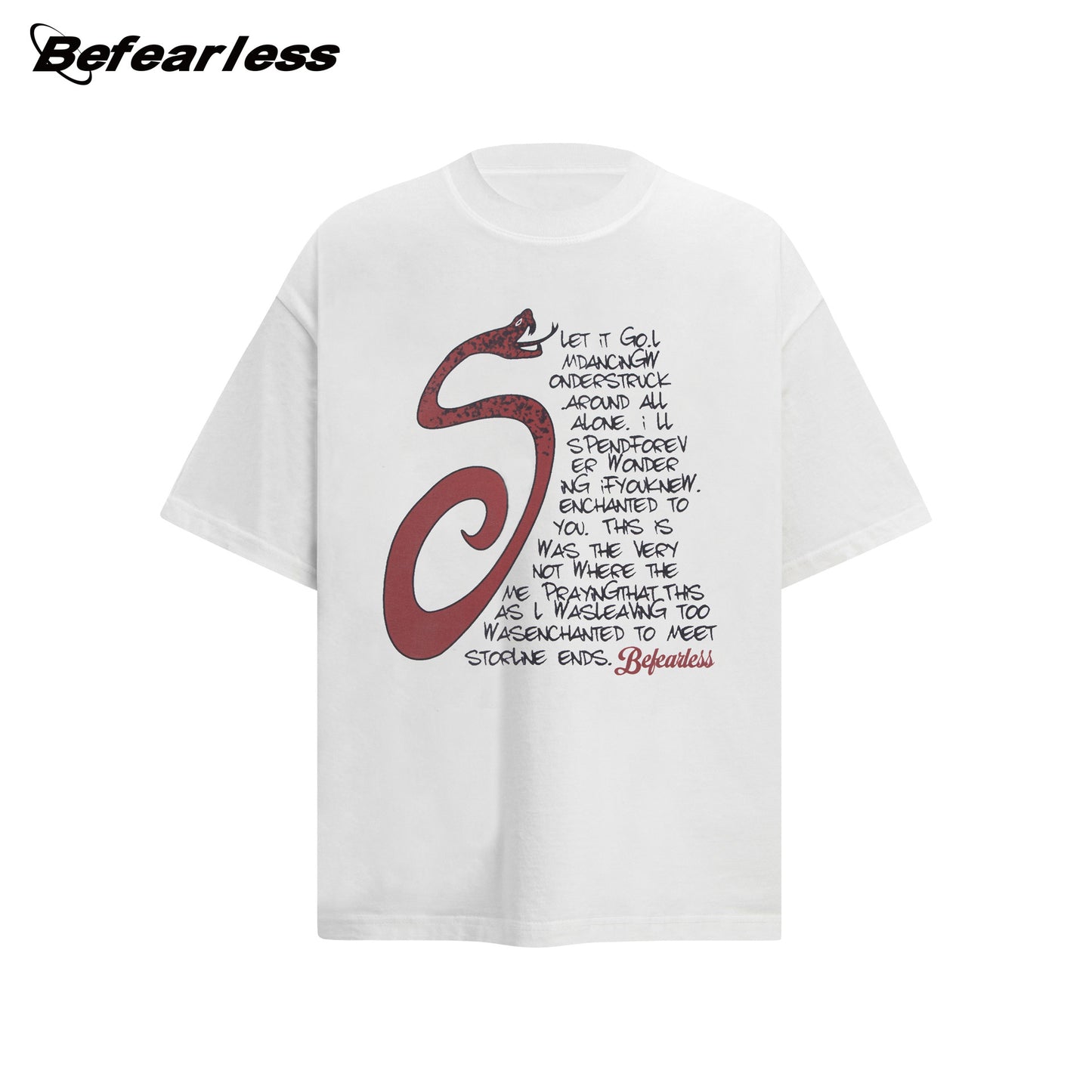 Washed Heavyweight Snake Letter Print Oversize Short Sleeve T-Shirt WN26362