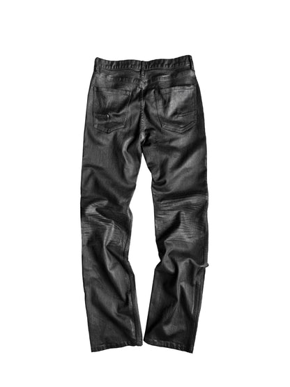 3D Whisker Pleats Coating Straight Denim Jeans WN27075