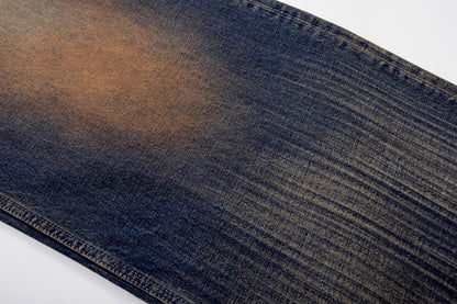 Mud Dye Washed Whisker Wide Leg Denim Jeans WN27904