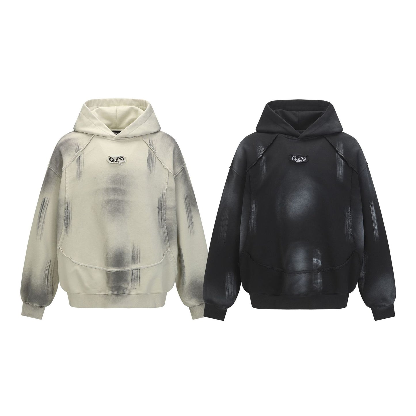 Spray Paint Wash Raw Edge Pullover Hoodie WN25713