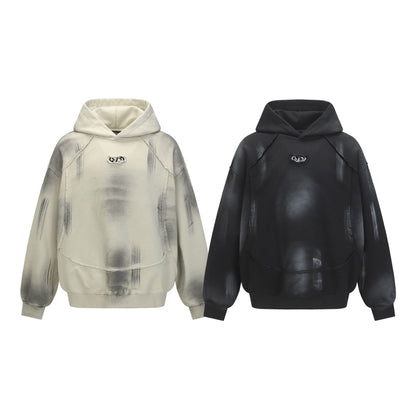 Spray Paint Wash Raw Edge Pullover Hoodie WN25713
