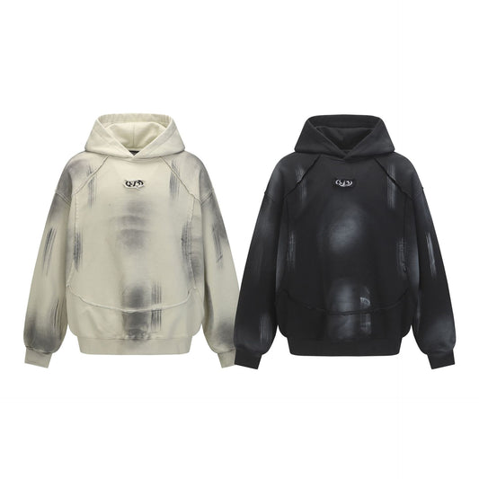 Spray Paint Wash Raw Edge Pullover Hoodie WN25713