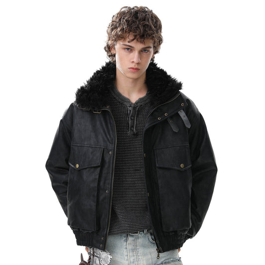 Fake Fur Collar Cropped Utility Jacket WN28023