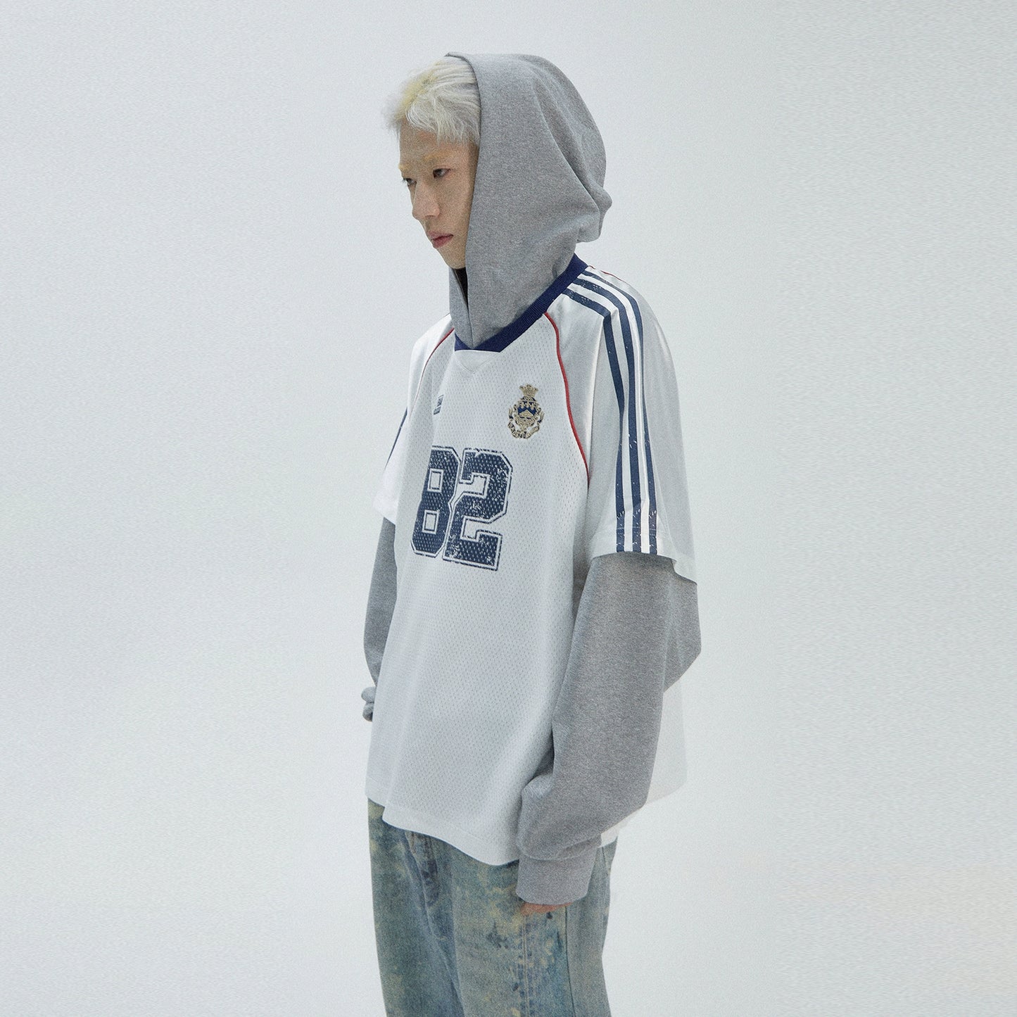 Oversize Fake Layered Sporty Hoodie WN8764