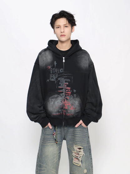 Heavyweight Spray Paint Zipper Hoodie WN21021
