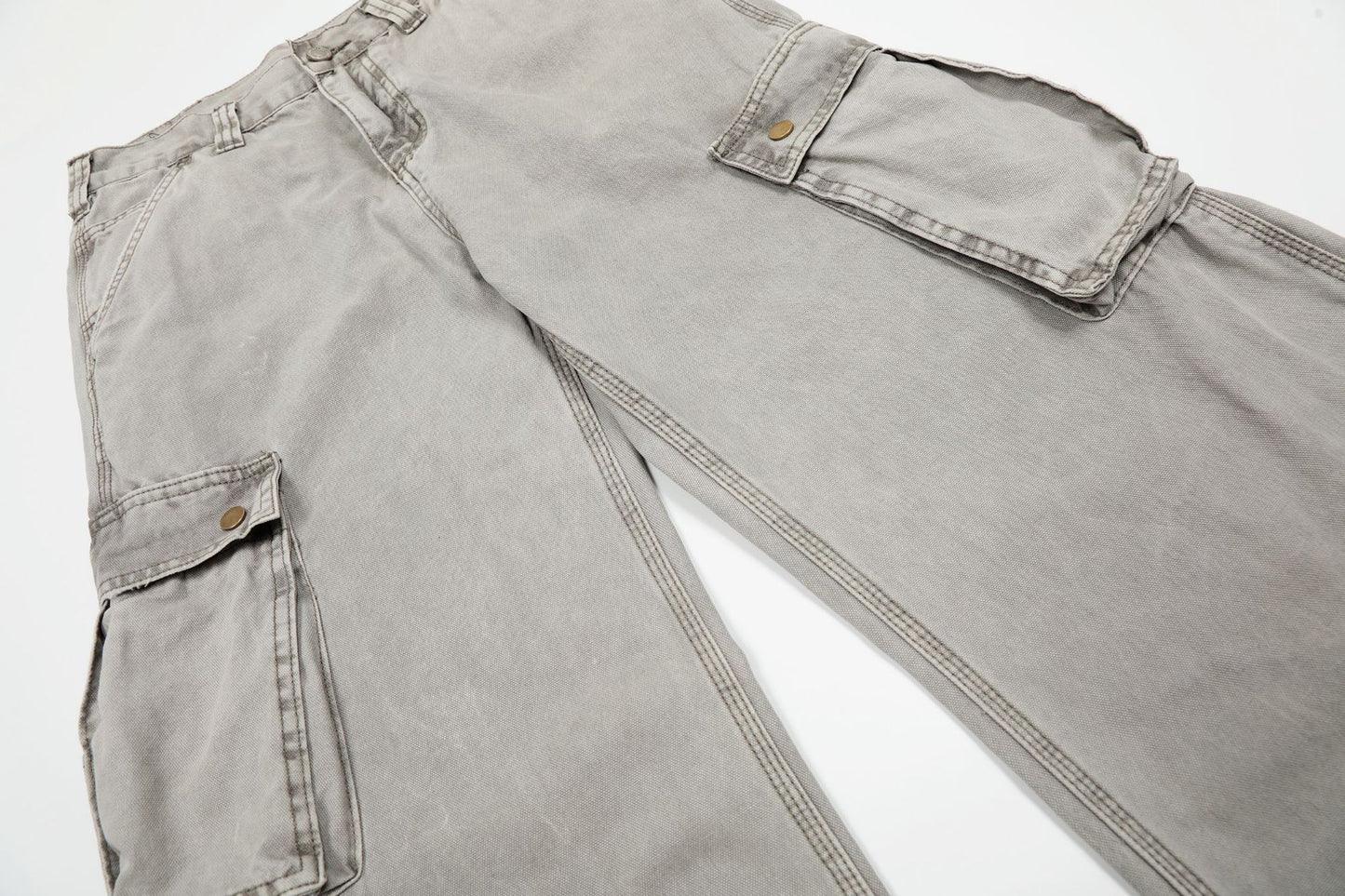 Washed Multi-Pocket Wide Leg Cargo Pants WN25852