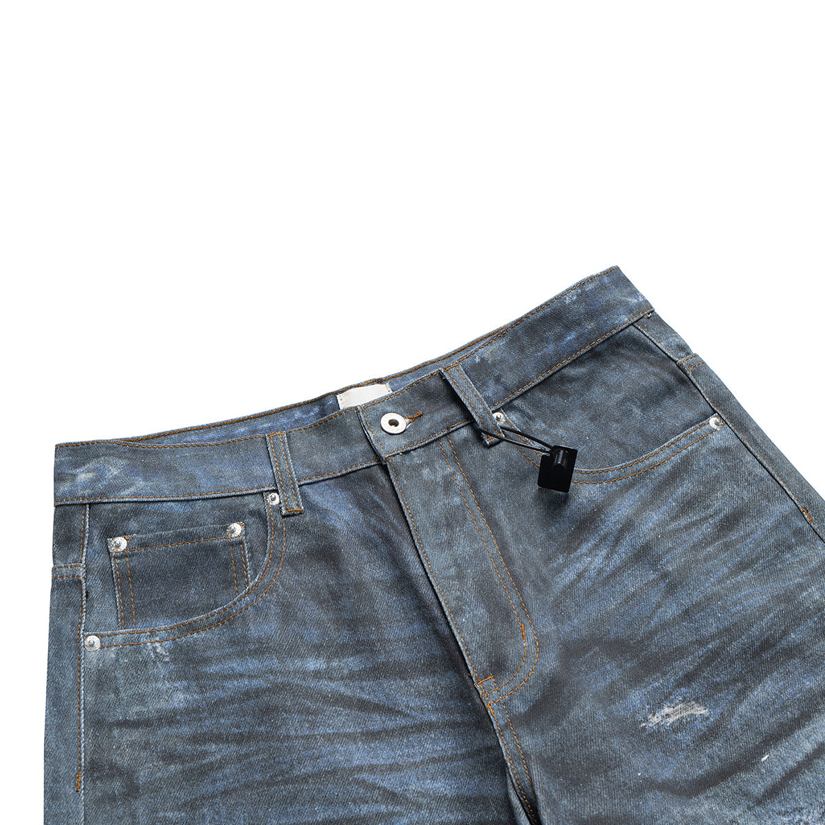 3D Print Washed Strait-Leg Denim Jeans WN11347