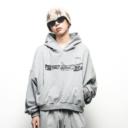 Letter Print Oversize Cropped Hoodie WN22967