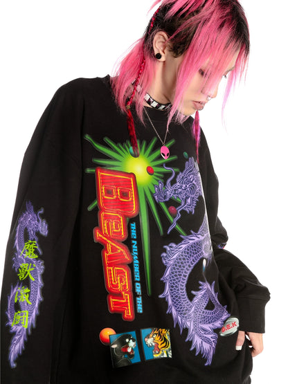 Dragon Art Print Long Sleeve Sweatshirt WN22249