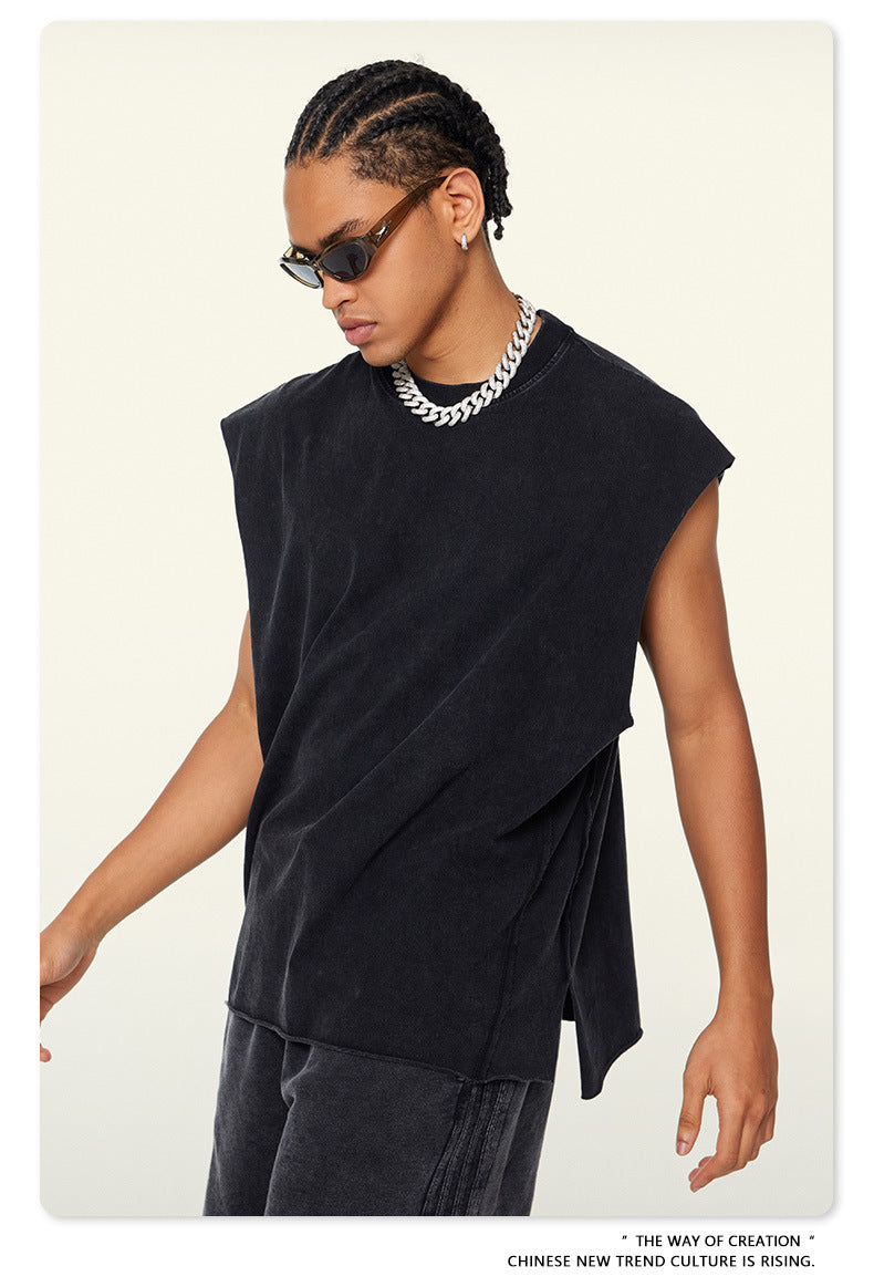 Washed Oversize Sleeveless T-Shirt WN6069