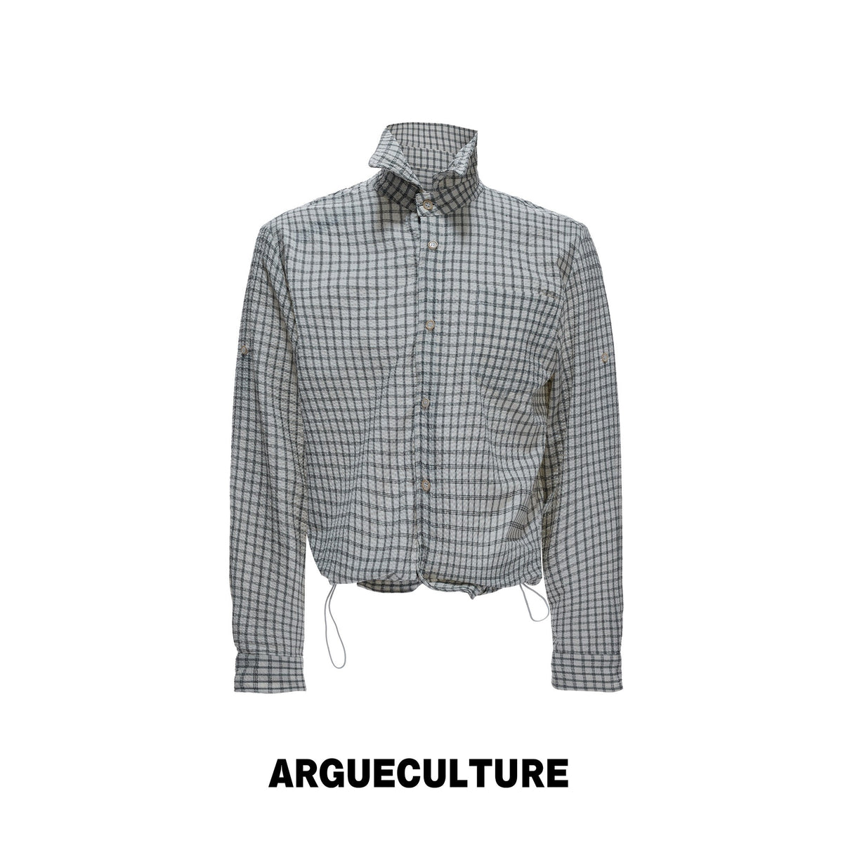 Textured Plaid Drawstring-Hem Jacket WN27041