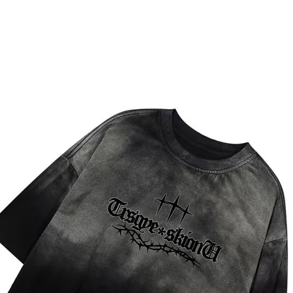 Gradient Thorn Logo Print Short Sleeve T-Shirt WN25806