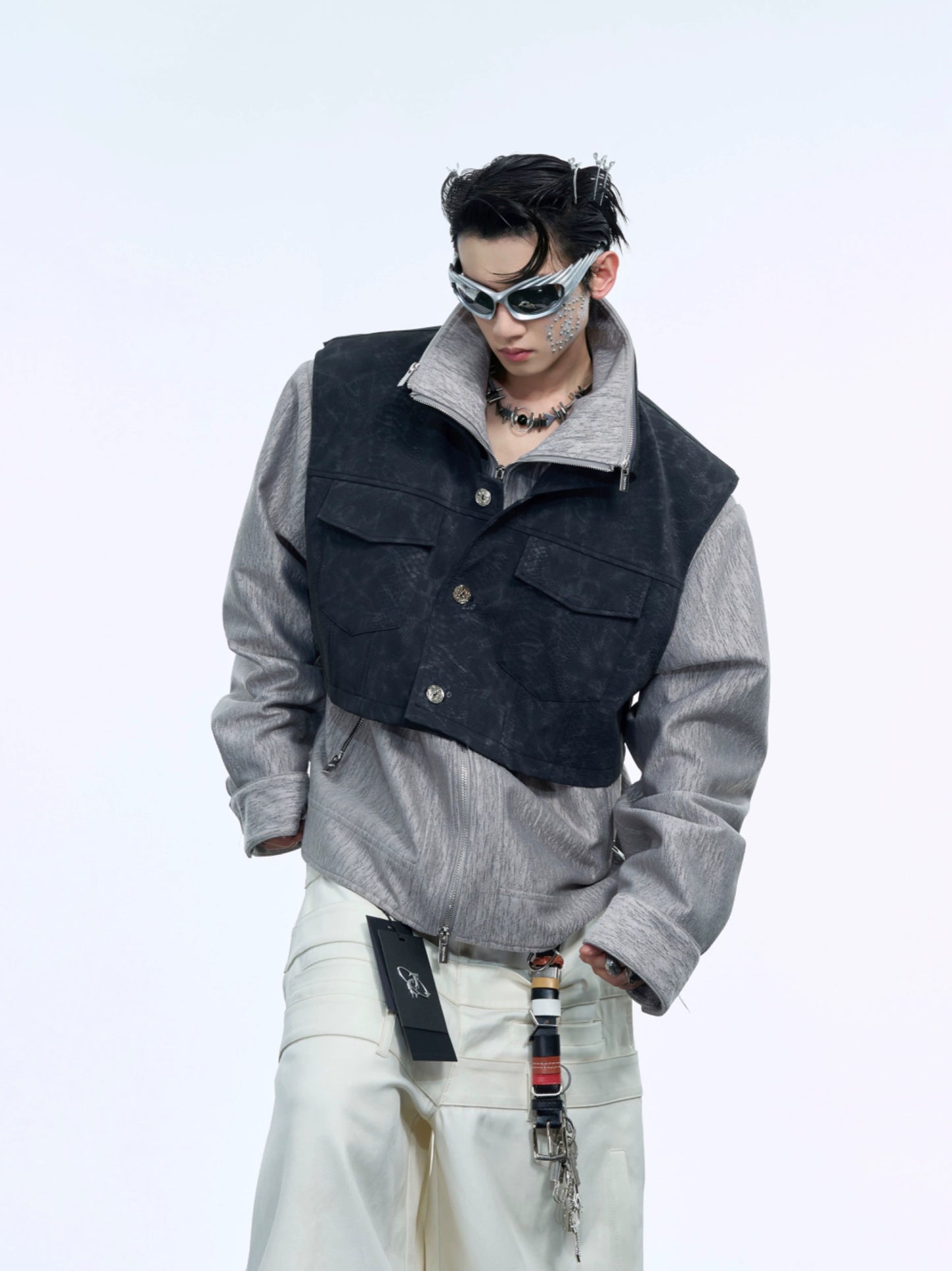 Multi-pocket Vest And Double Zipper Jacket WN10530