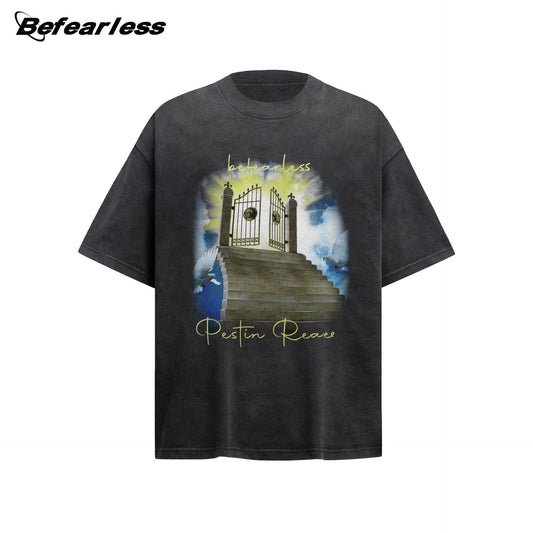 Washed Graphic Print Heavyweight Oversize Short Sleeve T-Shirt WN26228
