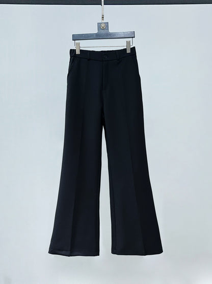 Standing-Collar Short Tailored Jacket & Flare Trousers Setup WN23878