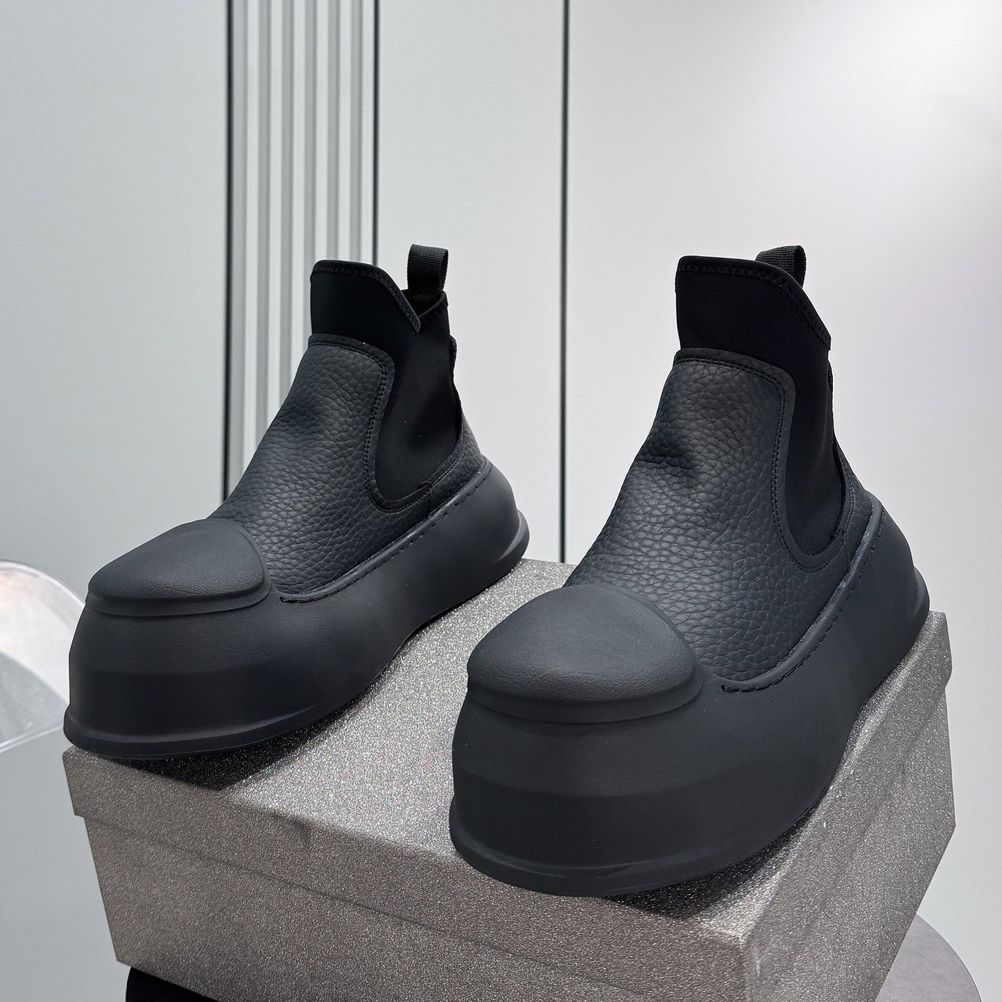 Side Gore Platform Chunky Sole Short Boots WN24617