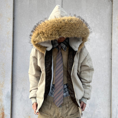 Fake Fur Hooded Fleece Lining Jacket WN24073