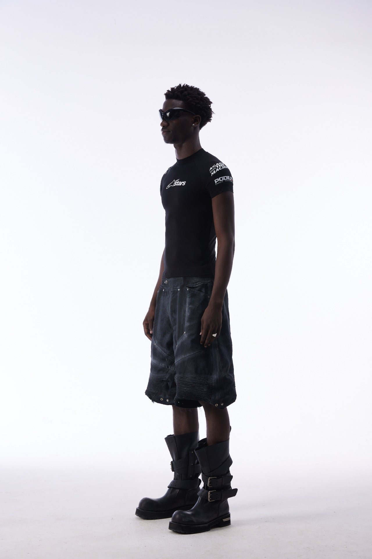 Damage Baggy Half Denim Jeans WN25584