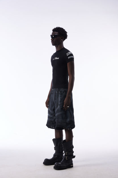 Damage Baggy Half Denim Jeans WN25584