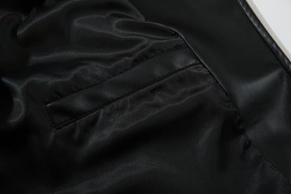 Zip-Up Belted Metal Buckle PU Leather Jacket WN23082