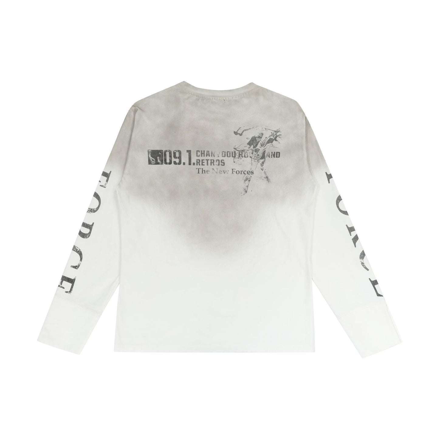Washed Number Print Damage Long Sleeve T-Shirt WN25386
