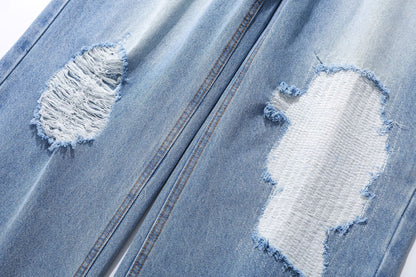 Washed Damage Wide Leg Flare Denim Jeans WN25862