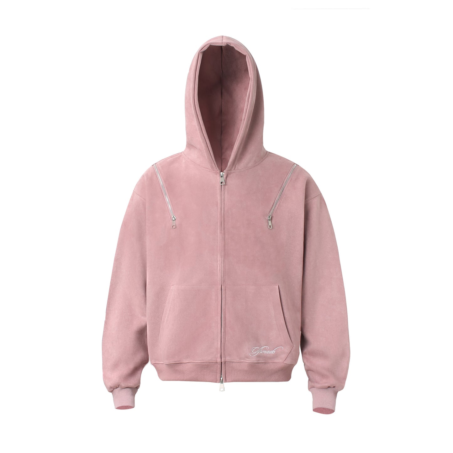 Suede Fabric Zipper Hoodie WN23578