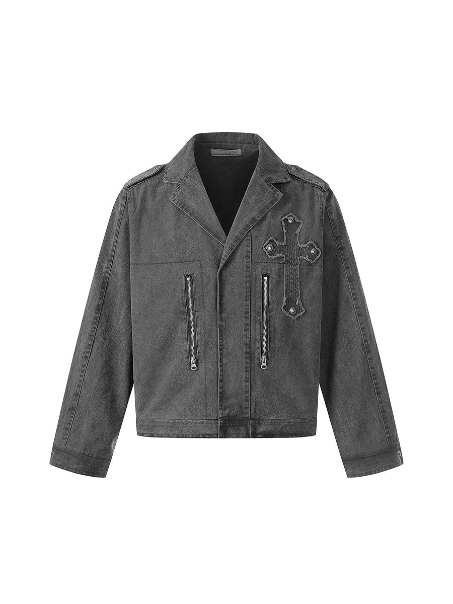 Cross Quilted Washed Heavyweight Short Jacket WN24155
