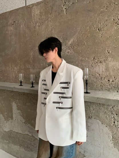 Zipper Patchwork Tailored Jacket WN19816