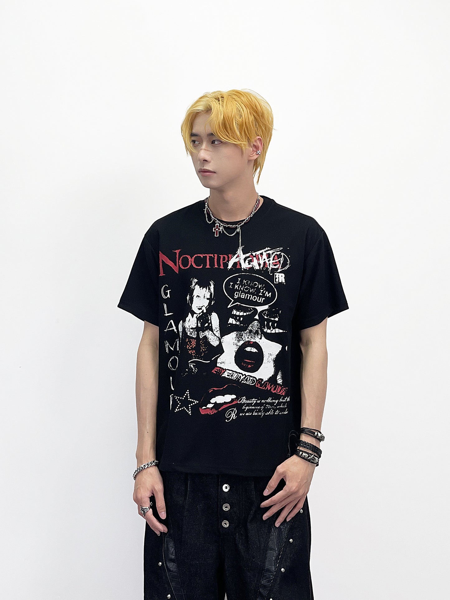 Subculture Dark Portrait Print Short Sleeve T-Shirt WN24255