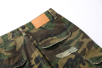 Camo Workwear Denim Wide Leg Short Pants WN25677