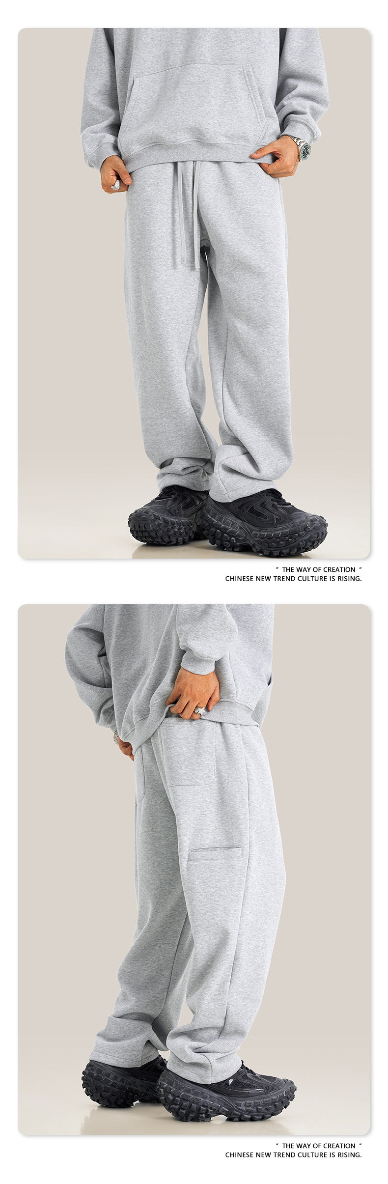 Heavyweight Fleece Lining Pullover Hoodie & Zipper Sweatshirt & Sweatpants Setup WN9937