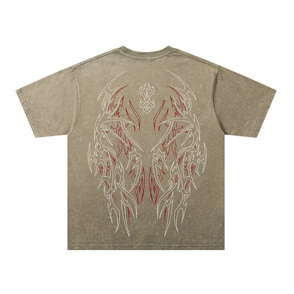 Washed Gothic Letter Print Short Sleeve T-Shirt WN26914