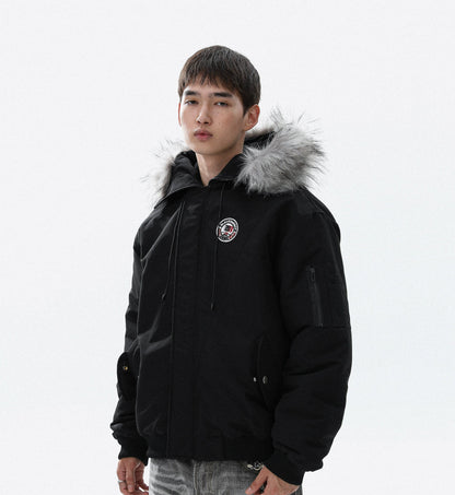 Warm Hooded Fake Fur-Collar Puffer Jacket WN22111