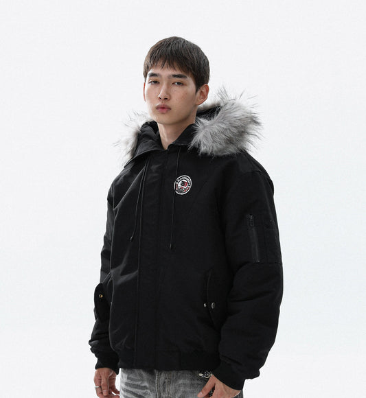 Warm Hooded Fake Fur-Collar Puffer Jacket WN22111