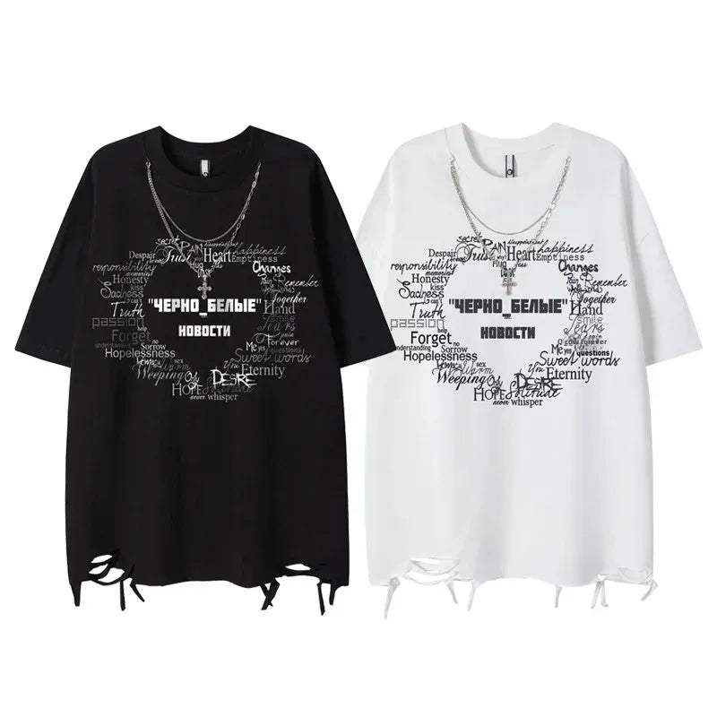 Graphic Print Damage Short Sleeve T-Shirt WN16483