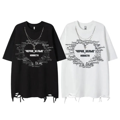 Graphic Print Damage Short Sleeve T-Shirt WN16483