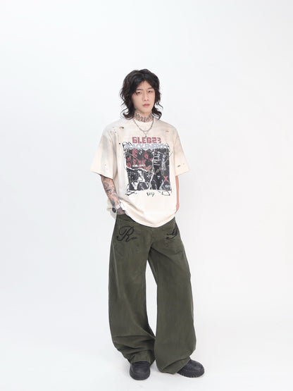 Damage Graphic Print Oversize Short Sleeve T-Shirt WN24494