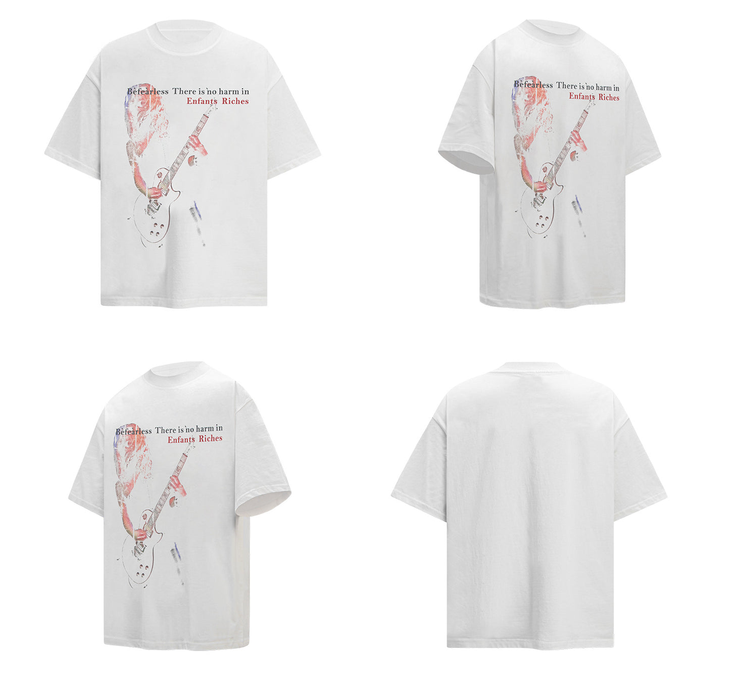 Washed Rock Guitarist Graphic Oversize Short Sleeve T-Shirt WN26365