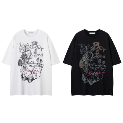 Illustration Graffiti Letter Short Sleeve T-Shirt WN25430