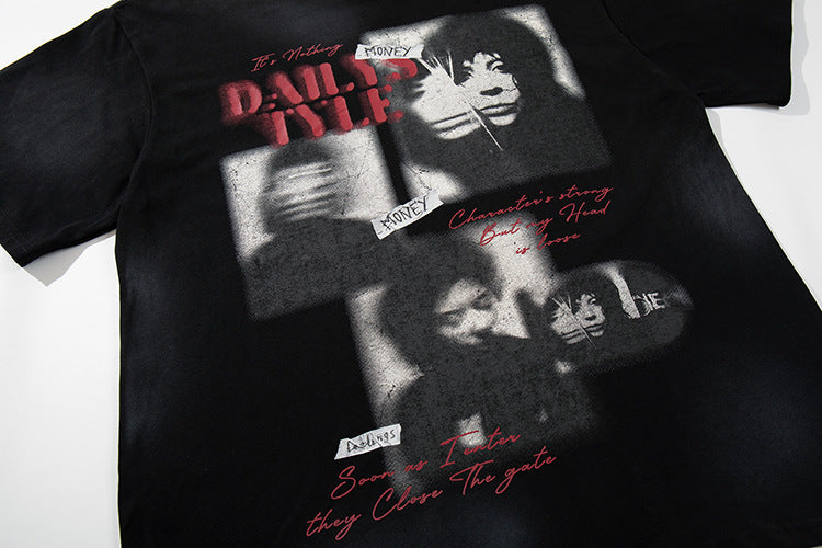 Blurred Portrait Print Short Sleeve T-Shirt WN16805