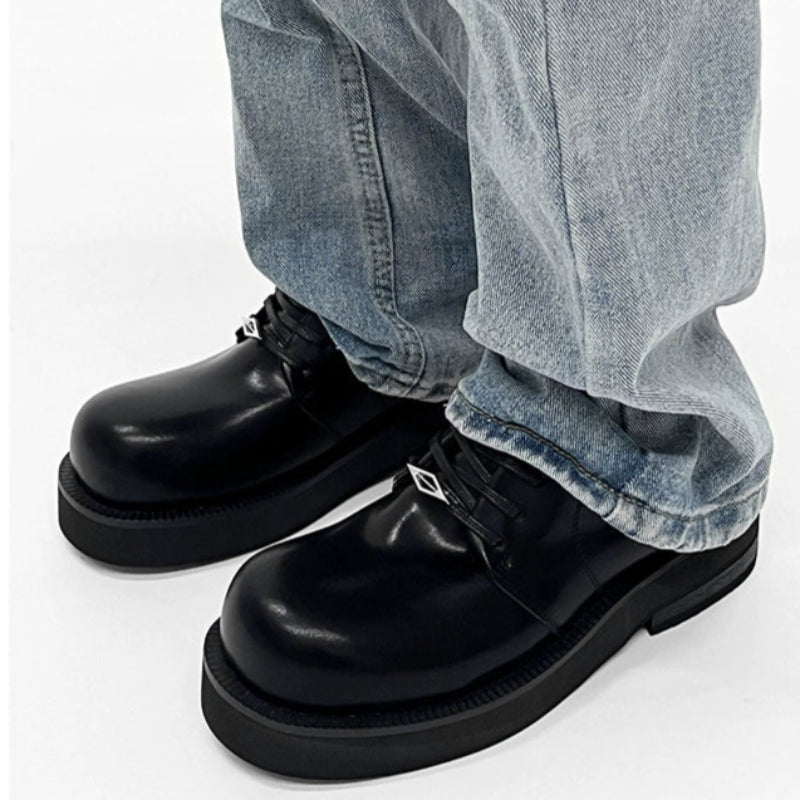 Round-Toe Leather Platform Sneakers WN19120