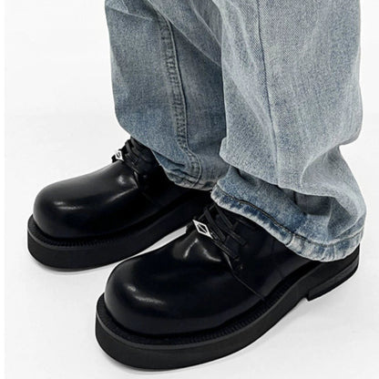 Round-Toe Leather Platform Sneakers WN19120