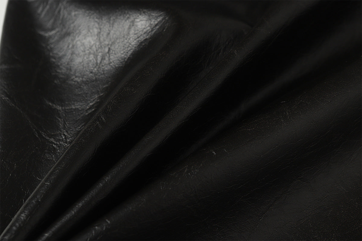 PU Leather Embroidery Wide Leg Pants WN23060