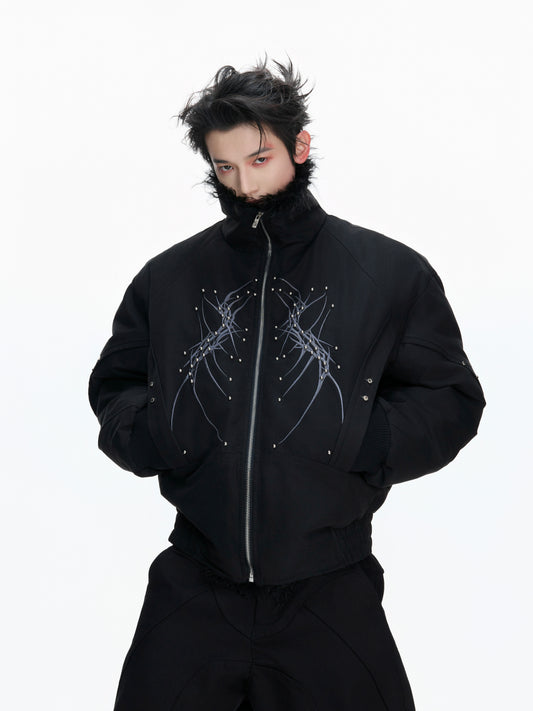 Fake Fur Embroiderey Puffer Jacket WN22668